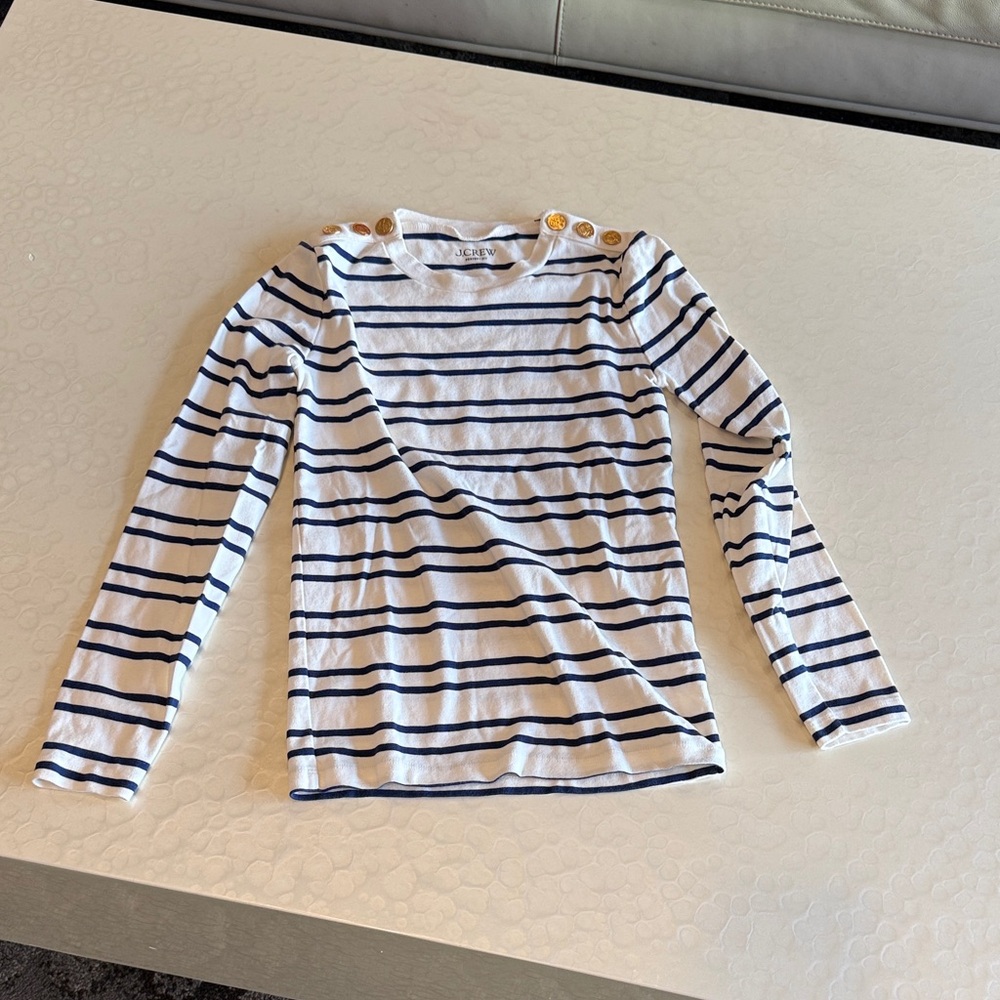 SOLD J. Crew Navy and White Striped Long Sleeve Tee